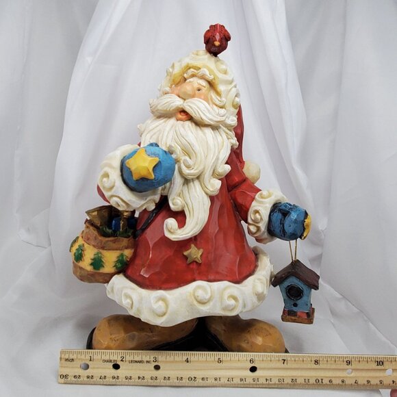VTG Santa Claus Figurine With Cardinal 11.5" Tall Christmas Holiday Decor - Picture 10 of 13